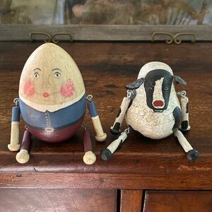 Humpty Dumpty and cow handmade decoration
